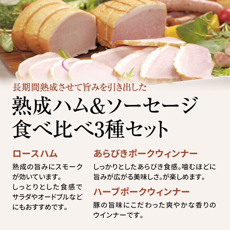 爽やか信州軽井沢 熟成 セット A 詰め合わせ / 熟成 ロースハム 300g 熟成 あらびきウインナー 58g 2個 ハーブ ウインナー 58g 信州ハム